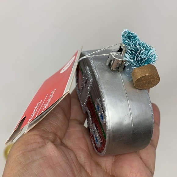 RV camper trailer w tree Christmas tree ornament holiday decoration retro new - Picture 3 of 14